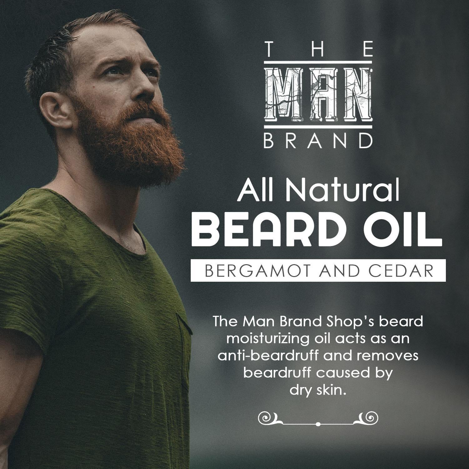 The Man Brand’s Beard Oil for Moisturizing, Grooming Beard and Skin - Natural Vitamin E Beard Care Oil for eliminating beardruff, patchy beards, and dry skin