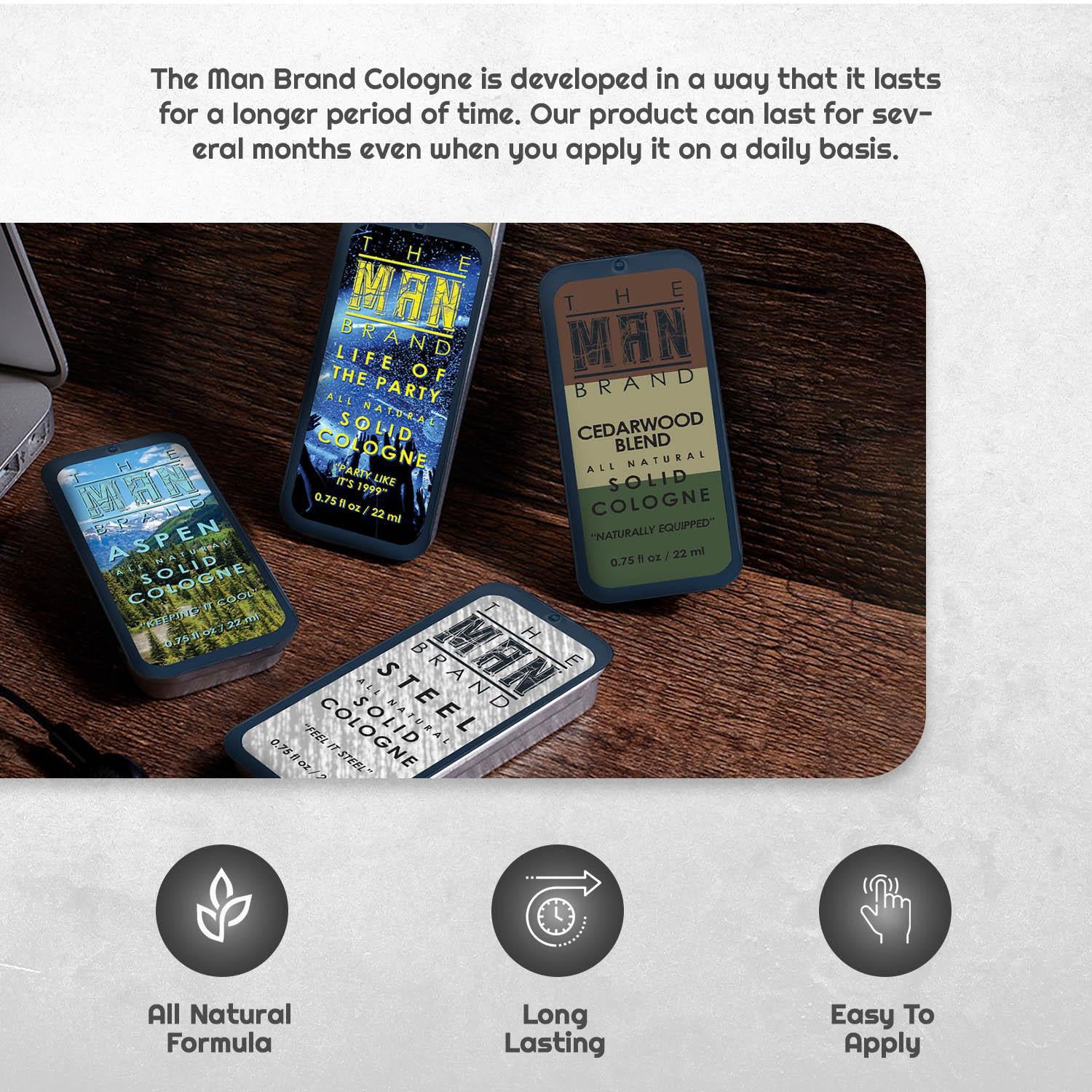 Play Daily Solid Cologne Sample Set - Pack of 7 - Vintage Slide Tin - 0.75 Ounce Each