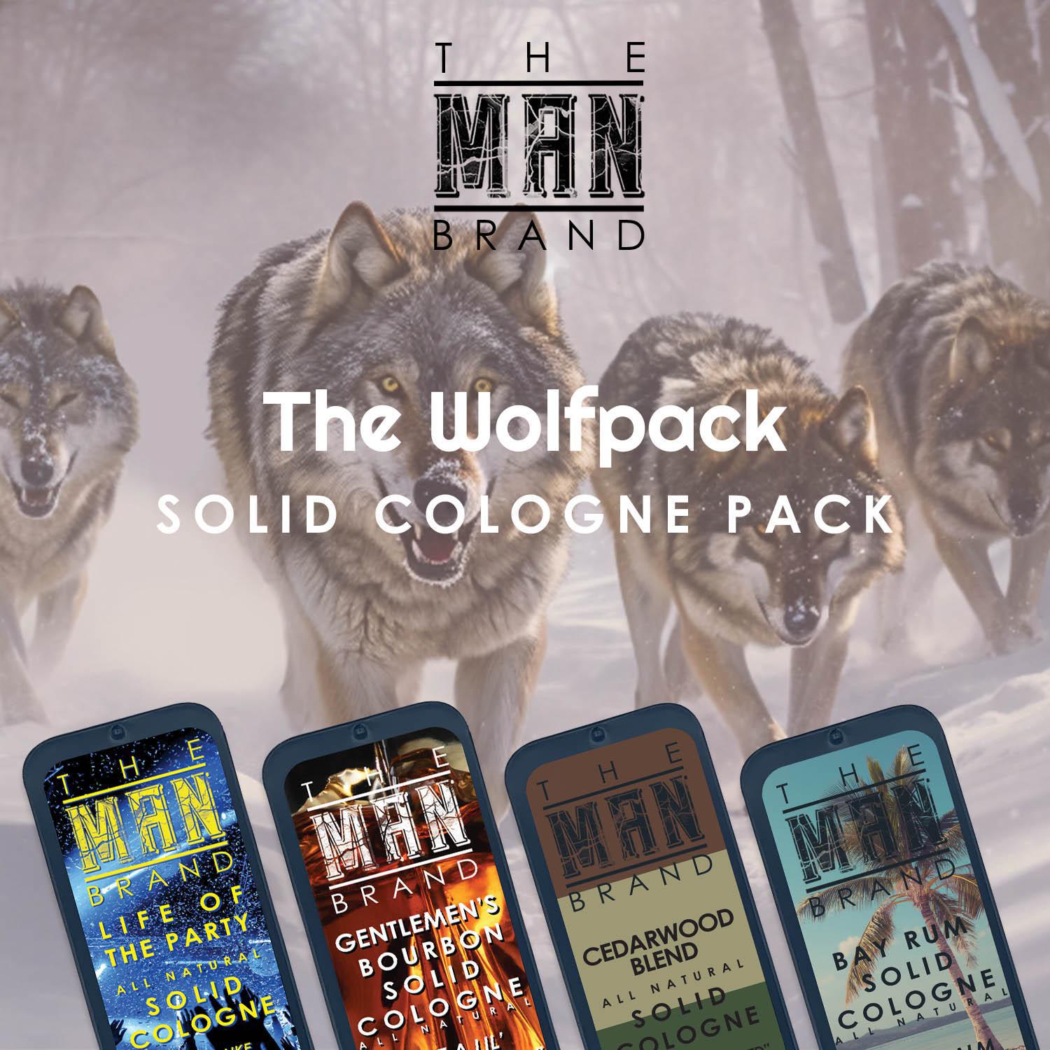 The Wolfpack Solid Cologne Sample Set - Pack of 4 - Vintage Slide Tin - 0.75 Ounce Each