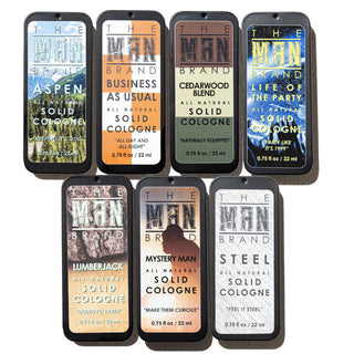 Play Daily Solid Cologne Sample Set - Pack of 7 - Vintage Slide Tin - 0.75 Ounce Each