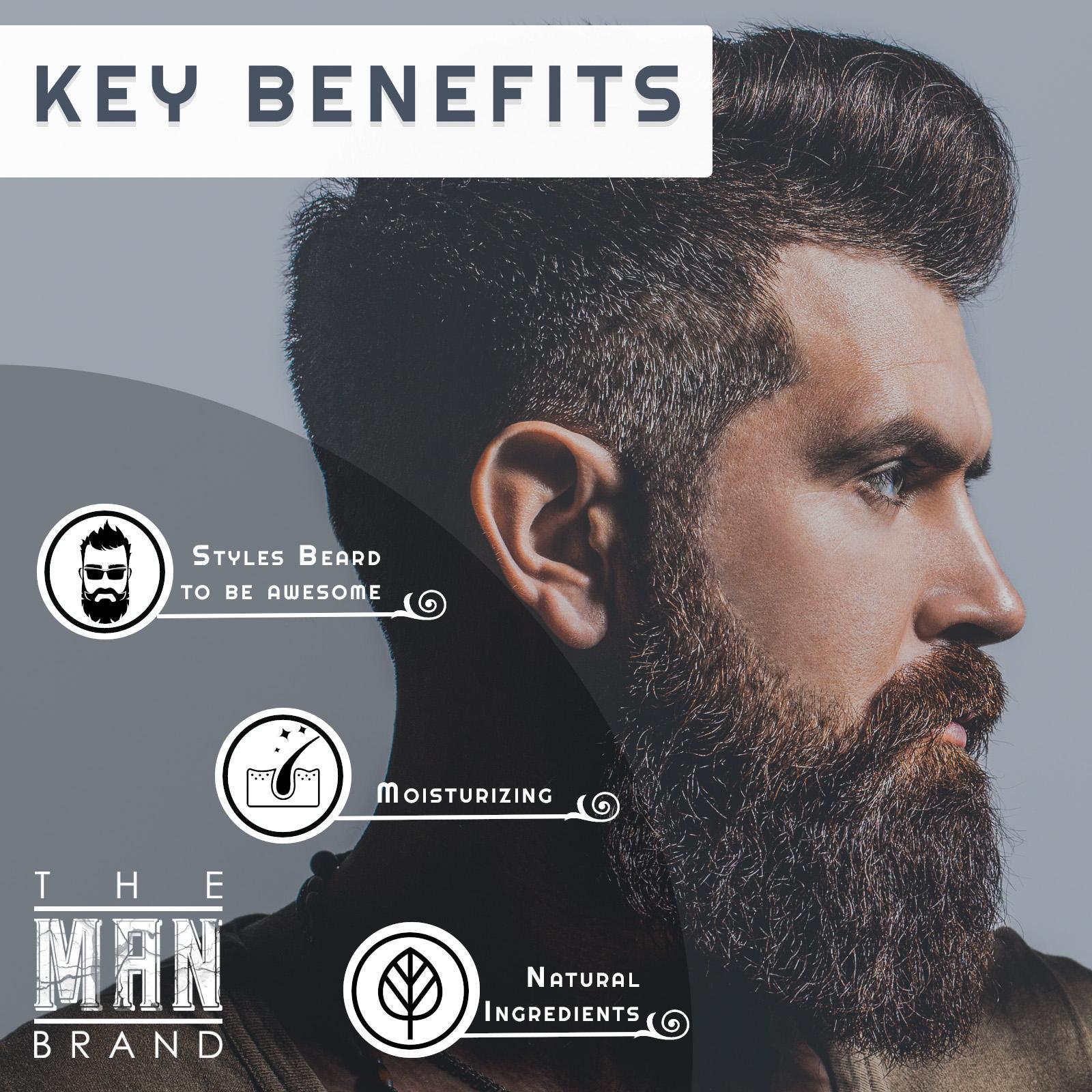 The Man Brand’s Beard Balm for Men - Natural Beeswax Based Conditioning Balm for Beard Care - Scented Beard Balm for Styling in a Round Screw Top Tin