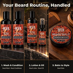 Beard routine steps with the Sandalwood Ultimate Beard Kit