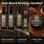 Beard routine steps with the Cedarwood Blend Ultimate Beard Kit