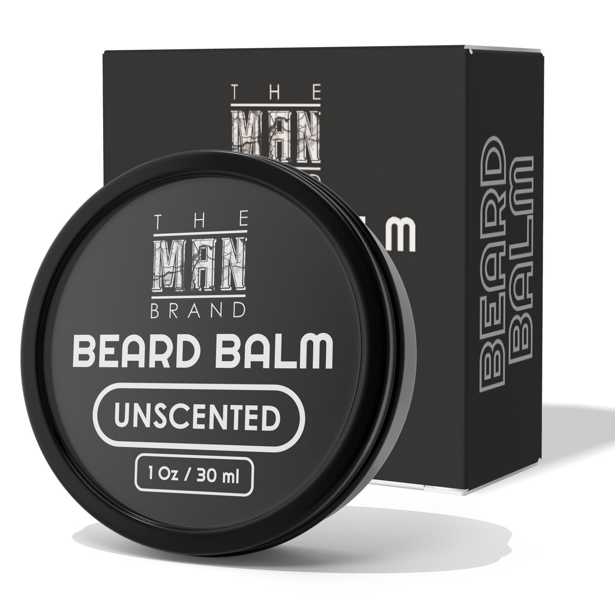 The Man Brand’s Beard Balm for Men - Natural Beeswax Based Conditioning Balm for Beard Care - Scented Beard Balm for Styling in a Round Screw Top Tin