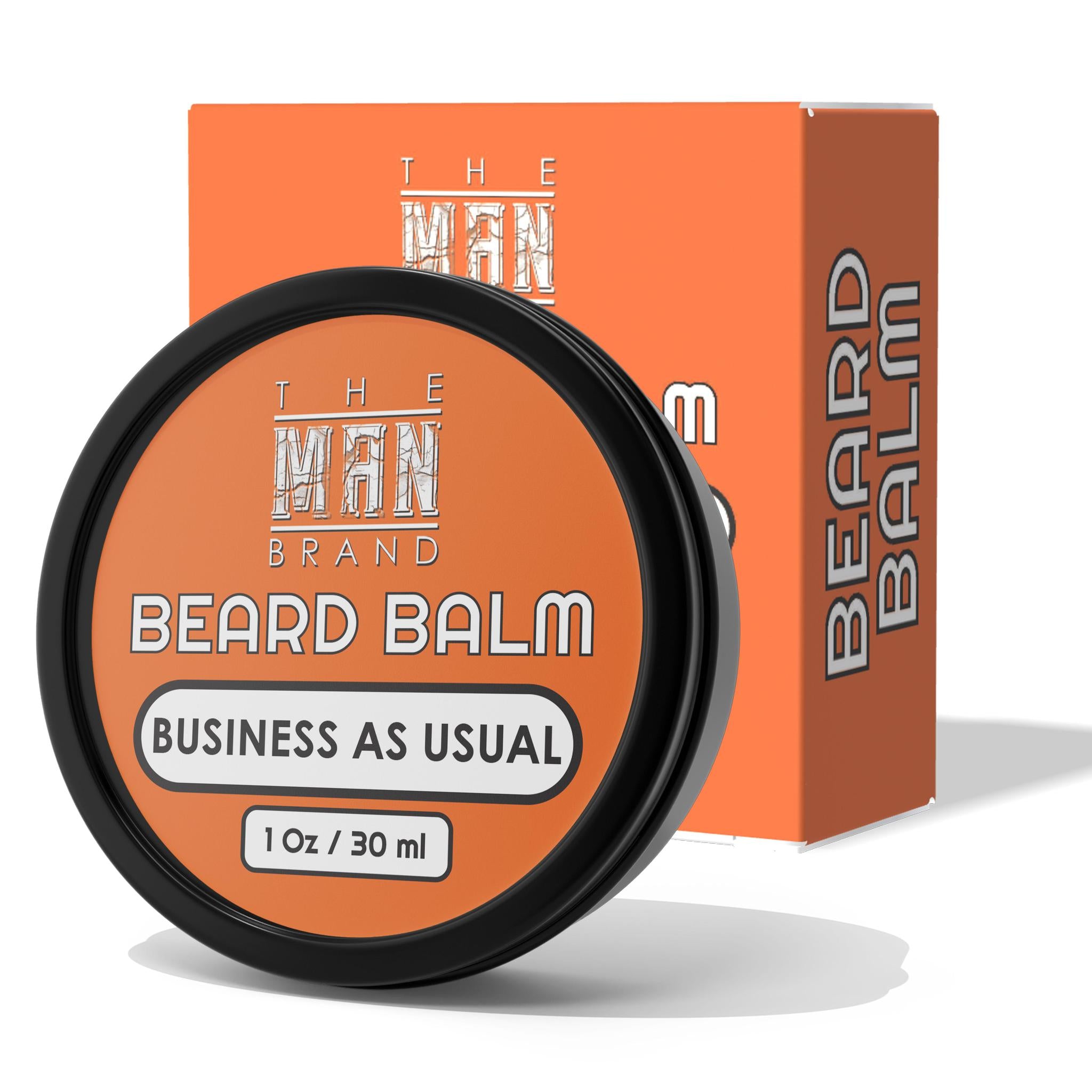 The Man Brand’s Beard Balm for Men - Natural Beeswax Based Conditioning Balm for Beard Care - Scented Beard Balm for Styling in a Round Screw Top Tin