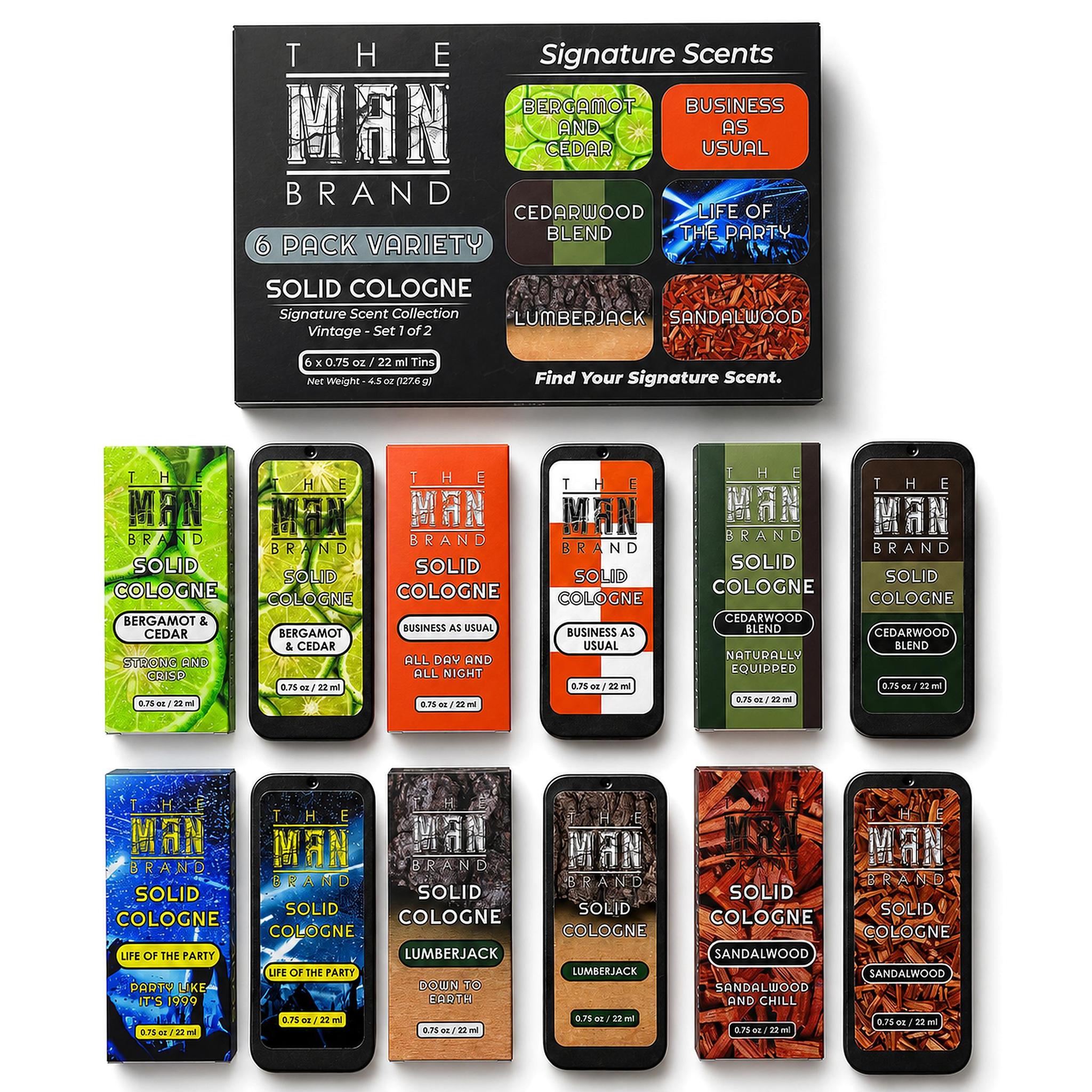 Solid Cologne 6 Pack Vintage Variety Set 1 of 2 - 0.75 Ounce