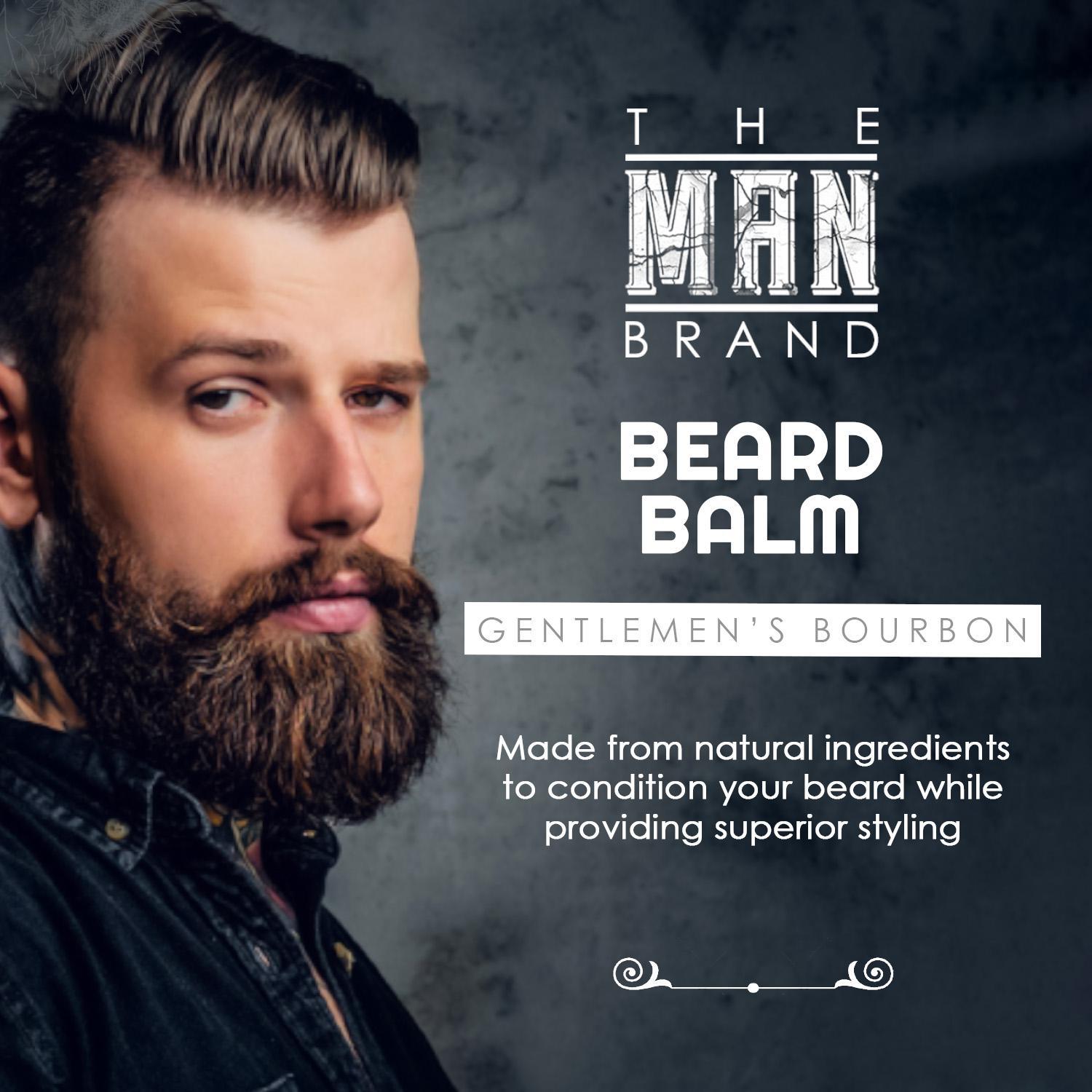 The Man Brand’s Beard Balm for Men - Natural Beeswax Based Conditioning Balm for Beard Care - Scented Beard Balm for Styling in a Round Screw Top Tin