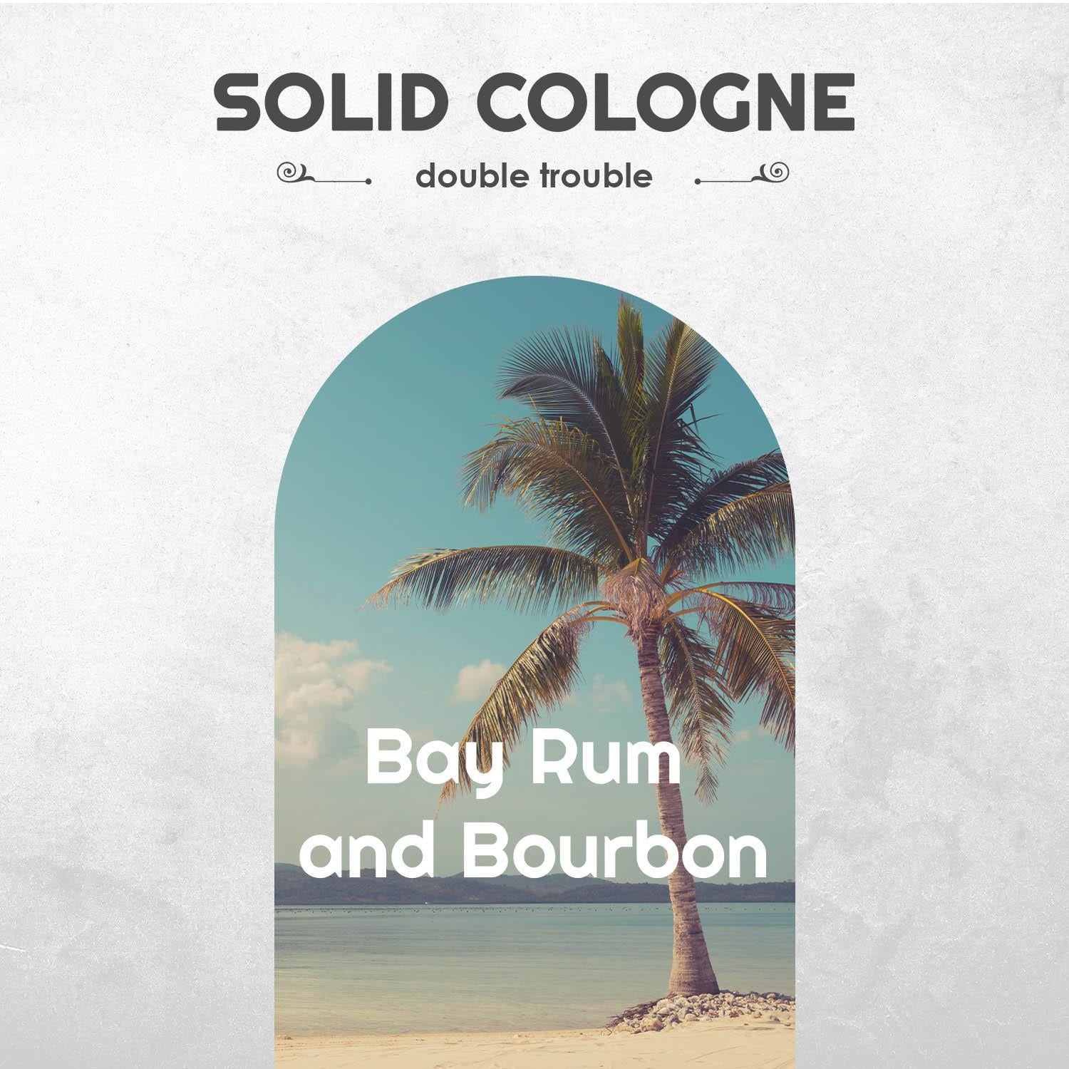 Bay Rum and Bourbon Solid Cologne Sample Set - Pack of 2 - Vintage Slide Tin - 0.75 Ounce Each