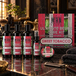 Sweet Tobacco Ultimate Beard Kit on a bathroom vanity