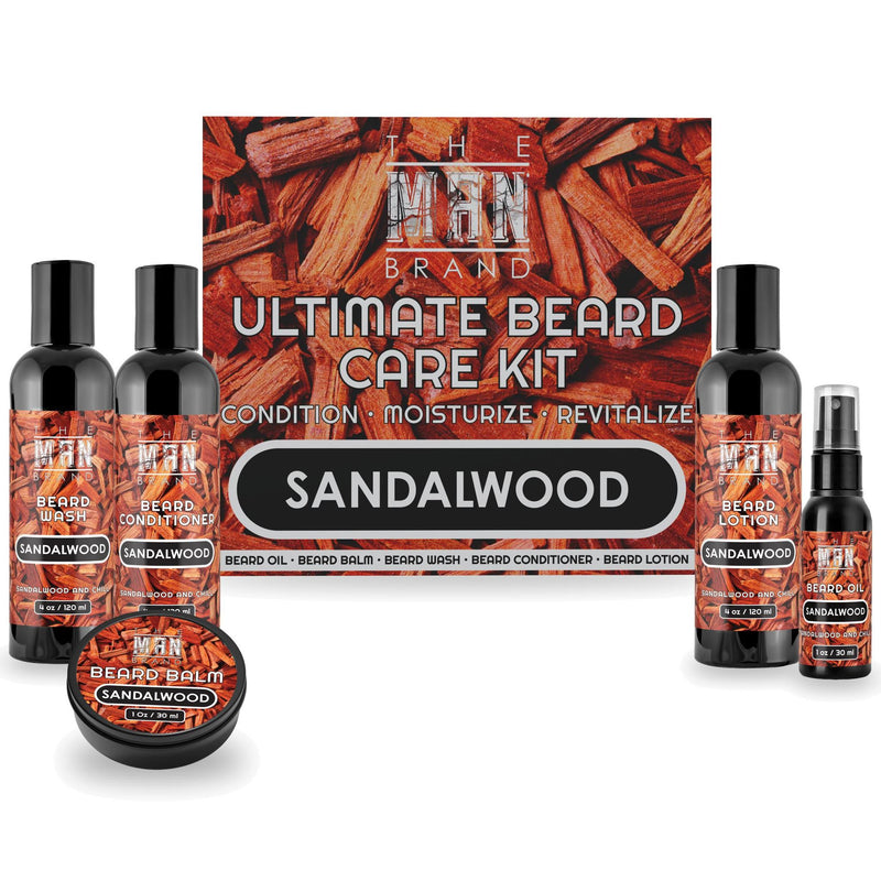 Men's beard care kit, Sandalwood, 5-piece set