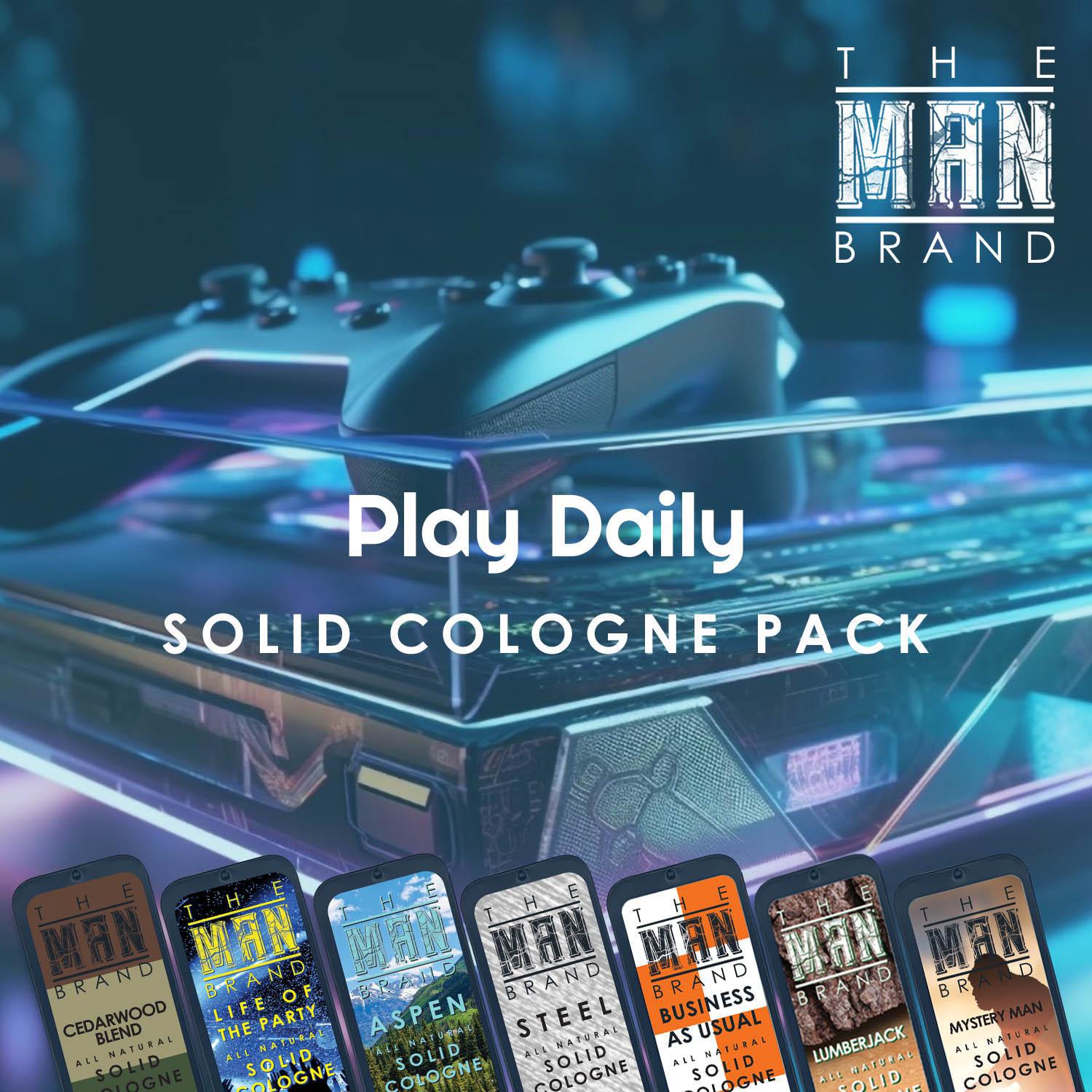 Play Daily Solid Cologne Sample Set - Pack of 7 - Vintage Slide Tin - 0.75 Ounce Each