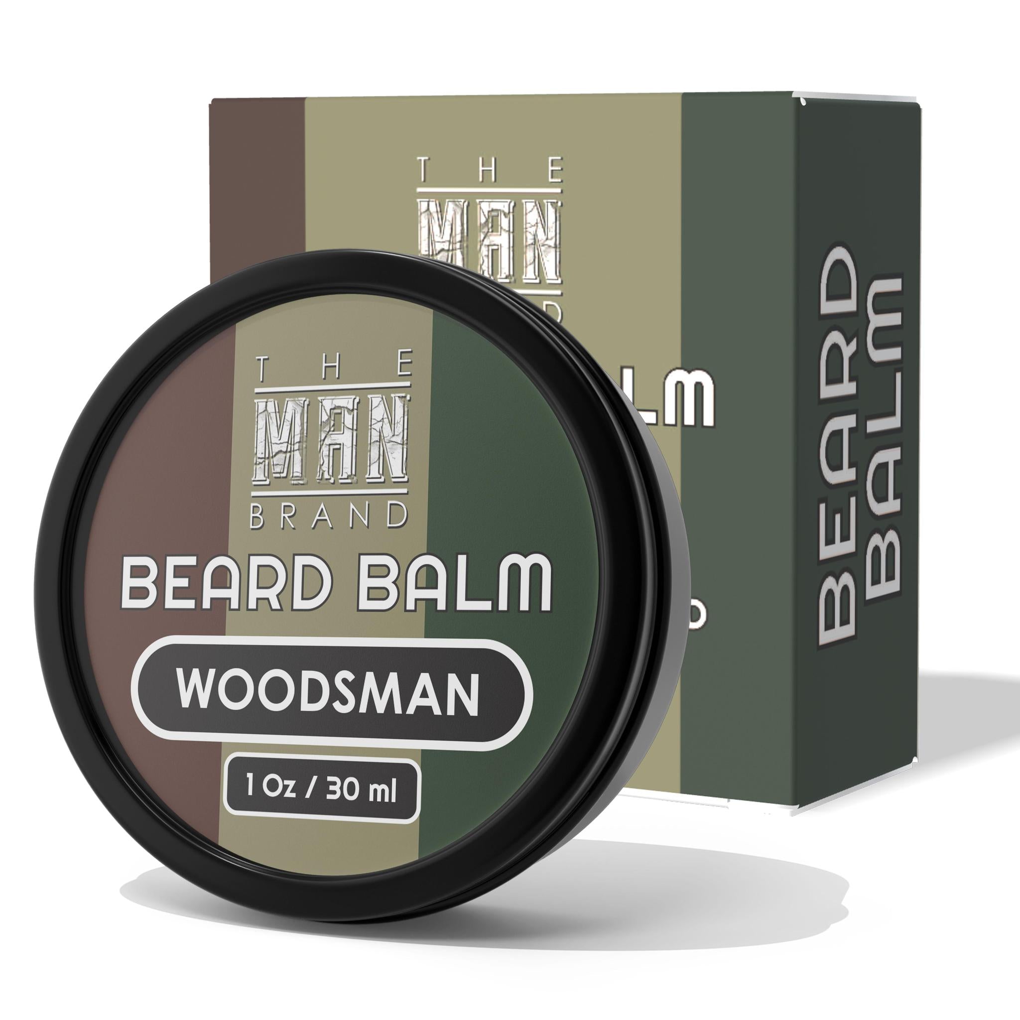 The Man Brand’s Beard Balm for Men - Natural Beeswax Based Conditioning Balm for Beard Care - Scented Beard Balm for Styling in a Round Screw Top Tin