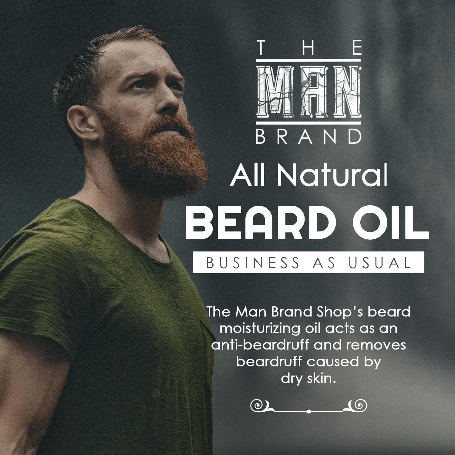 The Man Brand’s Beard Oil for Moisturizing, Grooming Beard and Skin - Natural Vitamin E Beard Care Oil for eliminating beardruff, patchy beards, and dry skin