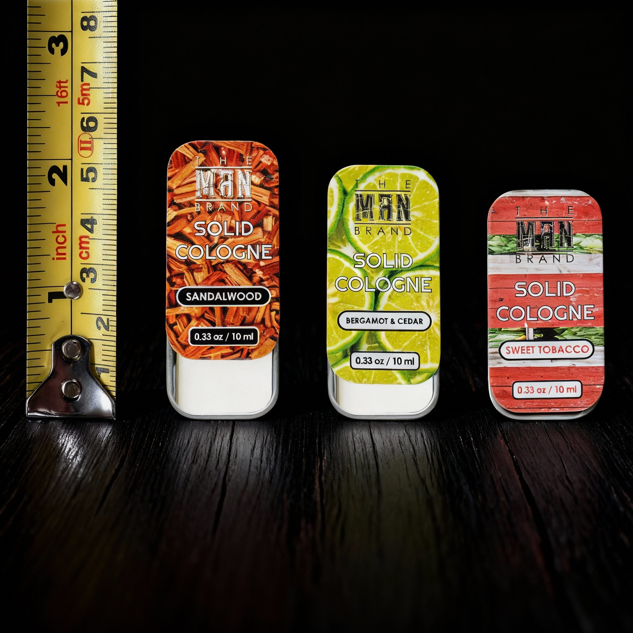 The Man Brand’s Solid Cologne - Bergamot and Cedar, Sandalwood, Sweet Tobacco - 0.33  oz each