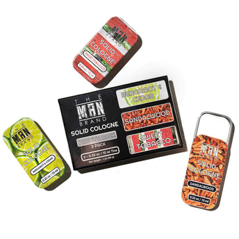 The Man Brand’s Solid Cologne - Bergamot and Cedar, Sandalwood, Sweet Tobacco - 0.33  oz each