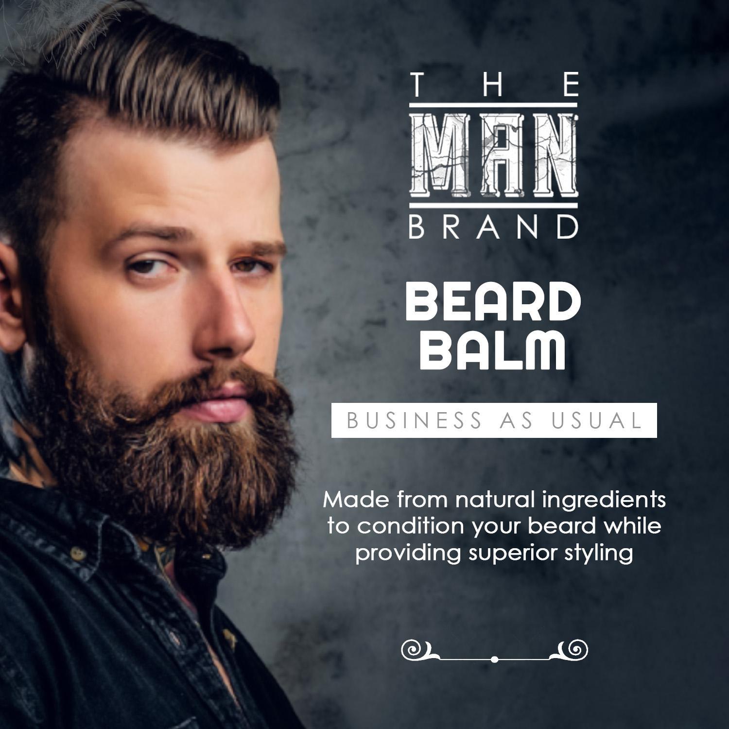 The Man Brand’s Beard Balm for Men - Natural Beeswax Based Conditioning Balm for Beard Care - Scented Beard Balm for Styling in a Round Screw Top Tin