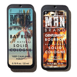 Bay Rum and Bourbon Solid Cologne Sample Set - Pack of 2 - Vintage Slide Tin - 0.75 Ounce Each