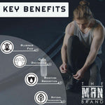 Bay Rum Natural Aluminum-Free Deodorant benefits graphic with white icons for odor protection, moisture absorption and natural ingredients.