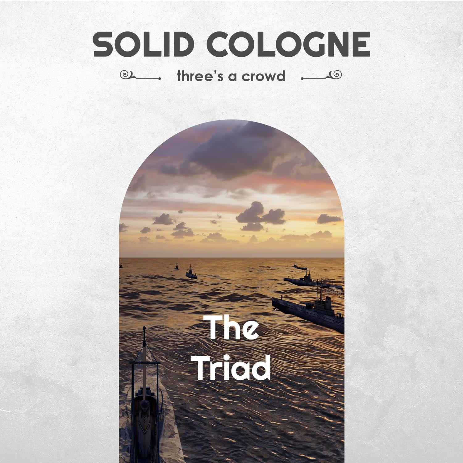 The Triad Solid Cologne Sample Set - Pack of 3 - Vintage Slide Tin - 0.75 Ounce Each