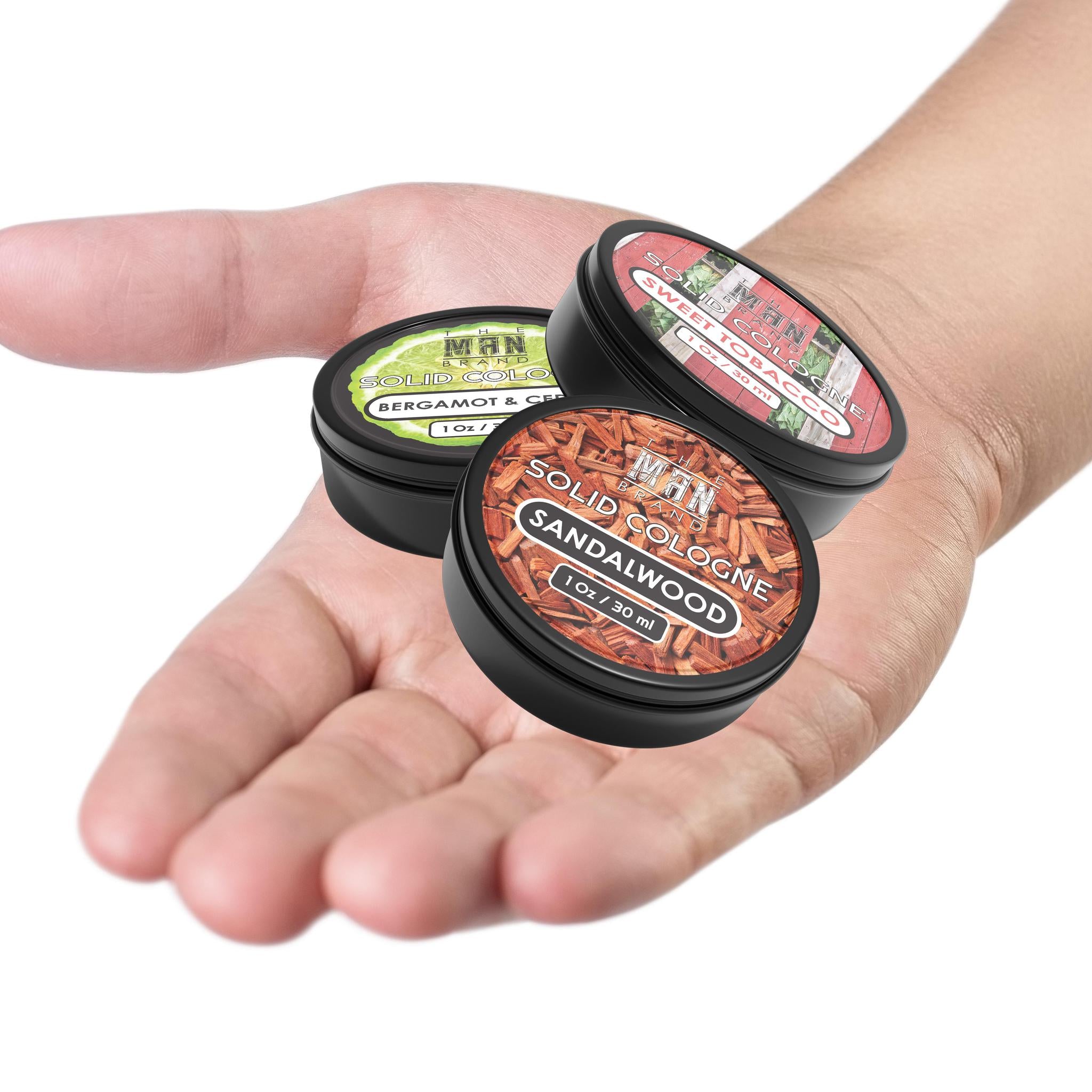 Bergamot and Cedar, Sandalwood, Sweet Tobacco Solid Cologne 1 Ounce Variety Pack