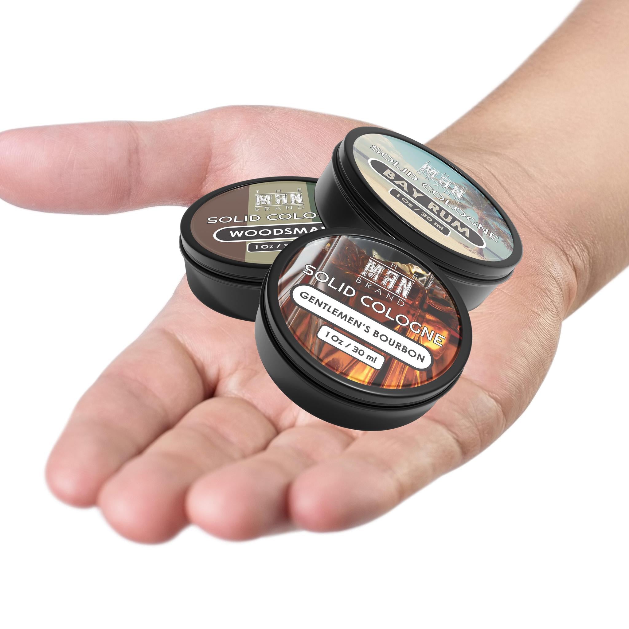 Bay Rum, Cedarwood Blend, and Gentlemen's Bourbon Solid Cologne 1 Ounce Variety Pack