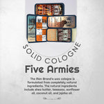Five Armies Solid Cologne Sample Set - Pack of 5 - Vintage Slide Tin - 0.75 Ounce Each