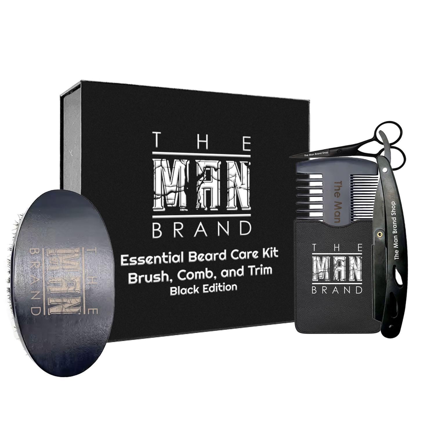 The Man Brand Essential Beard Care Kit: Brush, Comb, and Trim