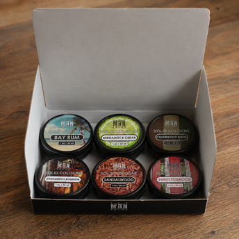 New Solid Cologne 6 Pack Sample Set - Try all 6 variations of the 1 ounce solid colognes