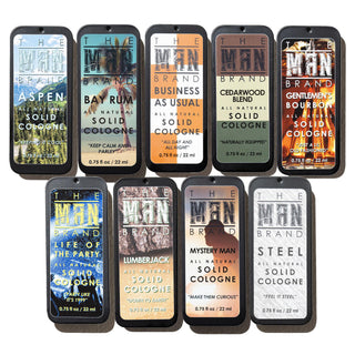 All or Nothing Solid Cologne Sample Set - Pack of 9 - Vintage Slide Tin - 0.75 Ounce Each