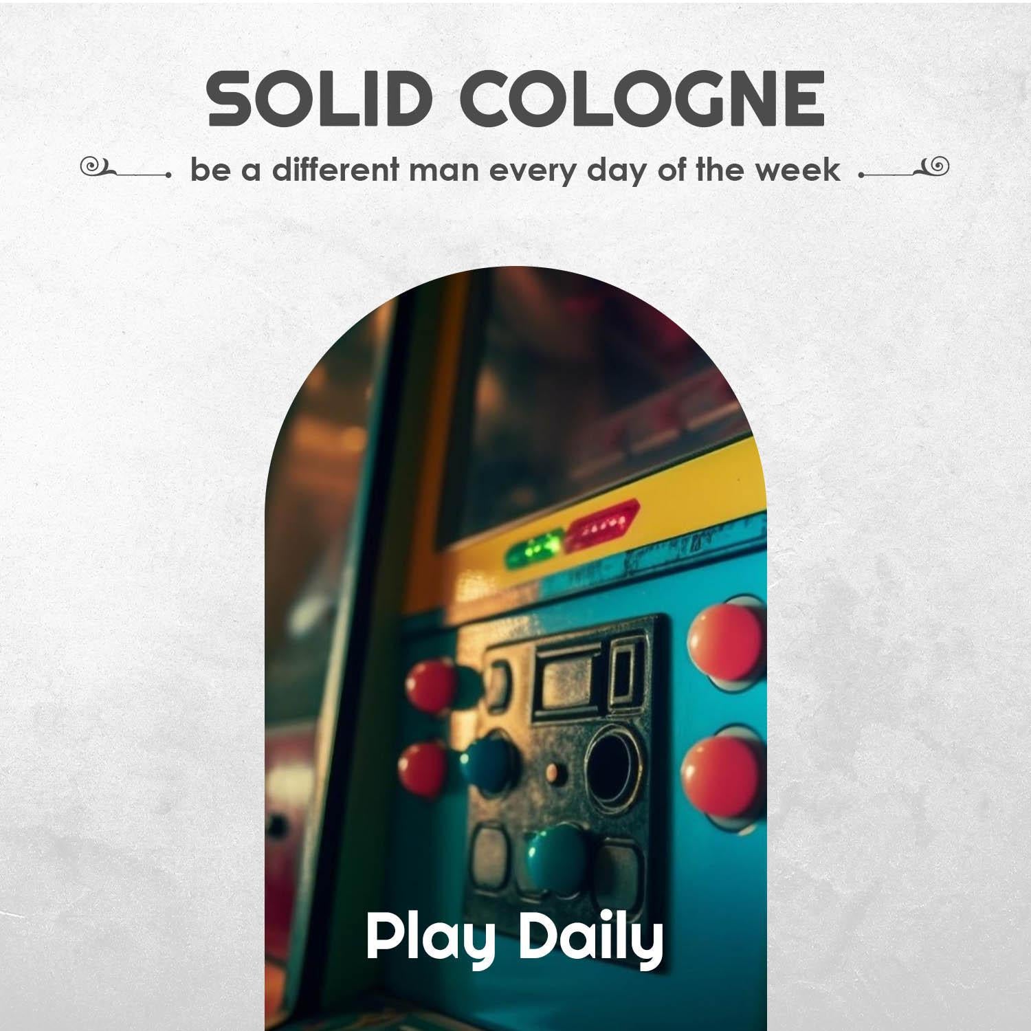 Play Daily Solid Cologne Sample Set - Pack of 7 - Vintage Slide Tin - 0.75 Ounce Each