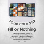 All or Nothing Solid Cologne Sample Set - Pack of 9 - Vintage Slide Tin - 0.75 Ounce Each