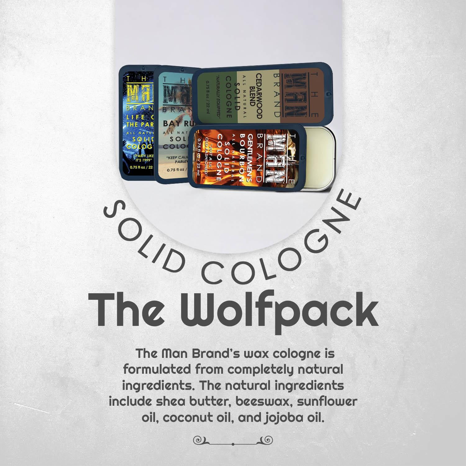 The Wolfpack Solid Cologne Sample Set - Pack of 4 - Vintage Slide Tin - 0.75 Ounce Each
