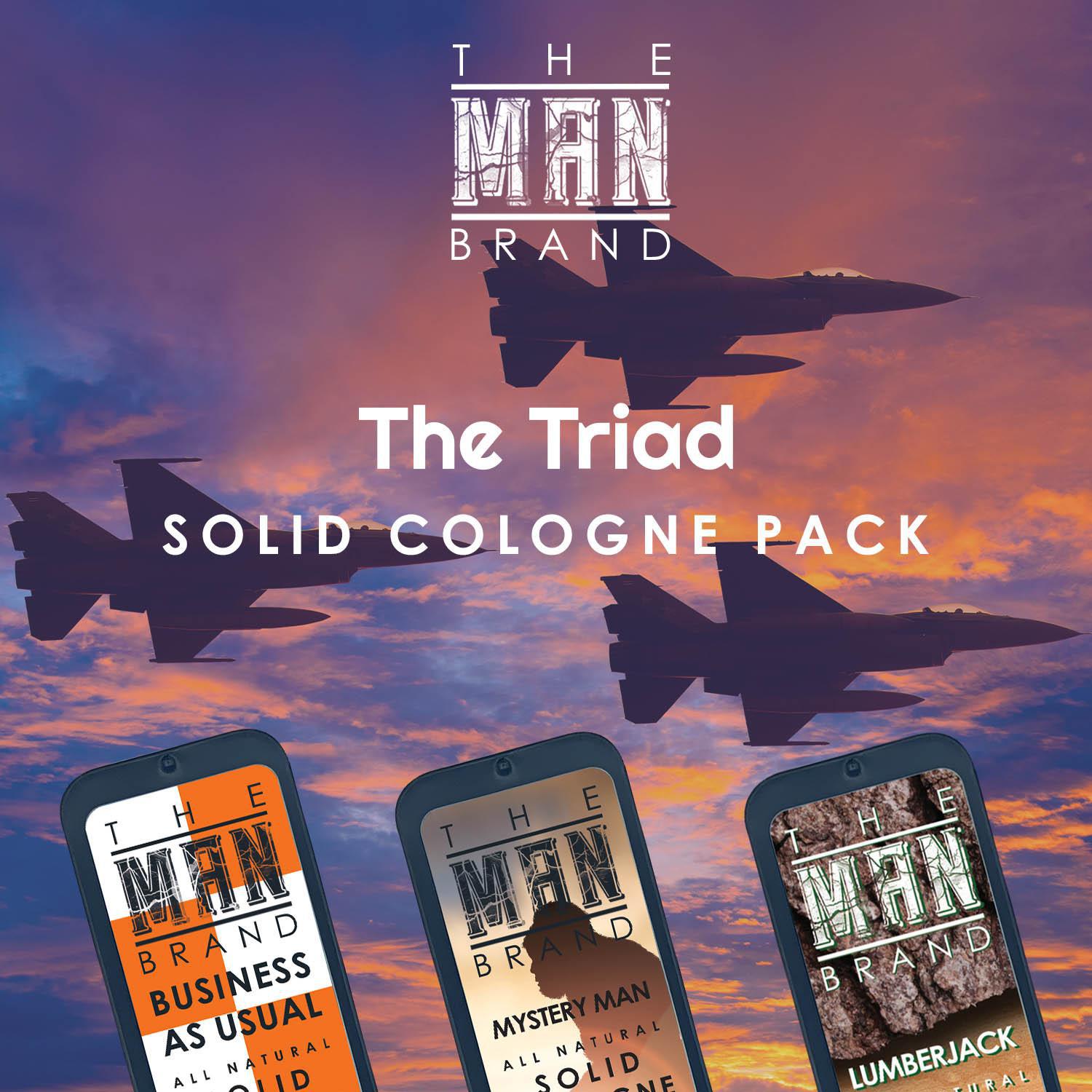 The Triad Solid Cologne Sample Set - Pack of 3 - Vintage Slide Tin - 0.75 Ounce Each