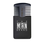 Essential Beard Comb Set with a black double-sided comb featuring wide and fine teeth in a textured black sleeve.