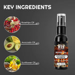 Gentlemen's Bourbon Beard Oil in a black spray bottle with an amber-toned label and natural ingredient graphics.