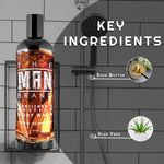 Gentlemen's Bourbon Body Wash in a black bottle, featuring an amber bourbon-inspired label and bold white lettering.