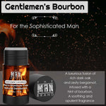 Natural deodorant stick in a black plastic tube with an amber bourbon-themed label; Gentlemen's Bourbon Natural branding and aluminum-free text.