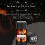 Gentlemen's Bourbon Natural deodorant in a black plastic twist-up tube, with amber bourbon-inspired label and white lettering.