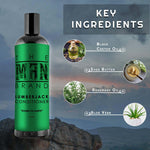 Lumberjack Conditioner in a black plastic pump bottle with a bright green label and bold black lettering.