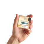 Mystery Man Beard Balm in a small gold-toned cardboard box, with a printed beard silhouette and bold label.