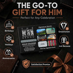 Solid Cologne gift set in a black box with six colorful scent tins and a vintage-inspired variety design.