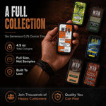 Solid Cologne six-pack with colorful rectangular tins in assorted label designs, featuring a variety of scented blends.