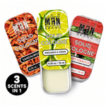 The Man Brand’s Solid Cologne - Bergamot and Cedar, Sandalwood, Sweet Tobacco - 0.33  oz each