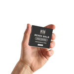 Unscented Beard Balm in a small black rectangular tin, with white lettering, unscented and fragrance-free label.
