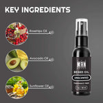 Unscented Beard Oil in a black 1 oz pump bottle, with a clear cap and fragrance-free label.